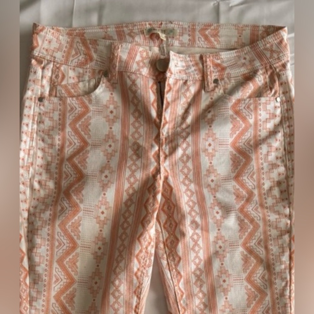 Love Fire Orange and White Patterned Jeans